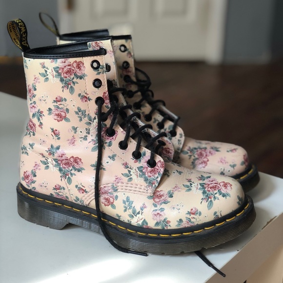 pink flower doc martens